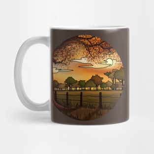 Autumn Field Scene with Warm Orange Colours Mug